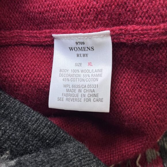 Woolrich V neck pullover sweater wool red womens XL - Picture 8 of 12